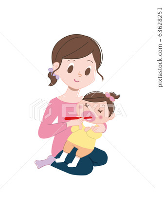 刷牙的兒童和嬰兒。 63628251