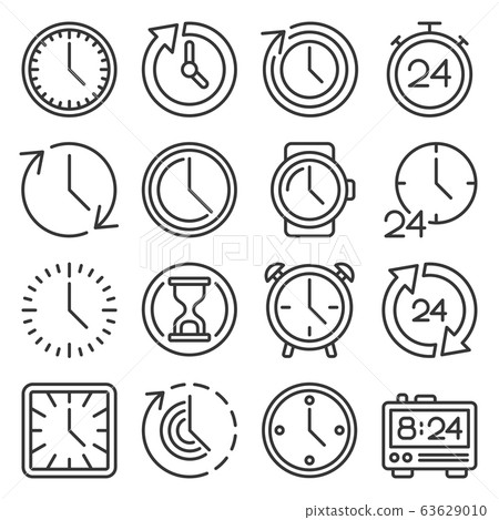 Time Icons Set on White Background. Line Style Vector Time Icons Set on White Background. Line Style Vector 63629010