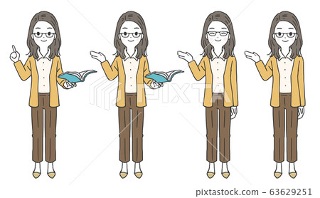 Female teacher pose set - Stock Illustration [63629251] - PIXTA