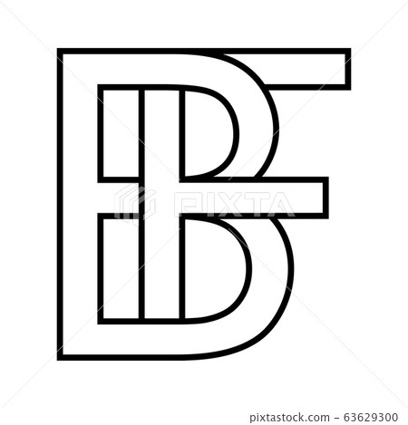 Logo sign bf fb icon sign two interlaced letters b, f vector logo bf, fb first capital letters 63629300