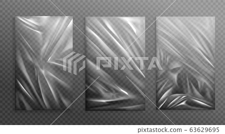 Stretched cellophane banner crumpl folded texture 63629695