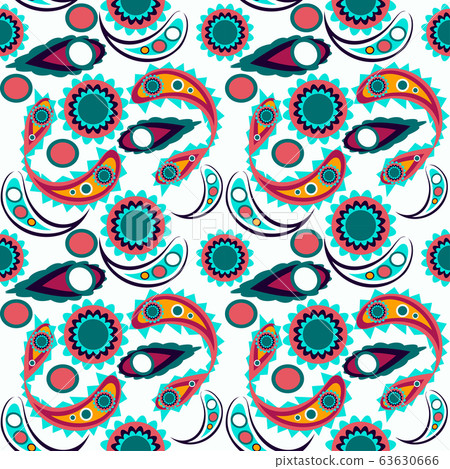 Abstract seamless colourful pattern exotic shapes 63630666