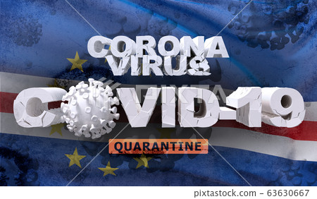 Waving national flag of Cape Verde. Waved highly detailed close-up 3D render. 63630667