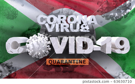 Waving national flag of Burundi. Waved highly detailed close-up 3D render. 63630710