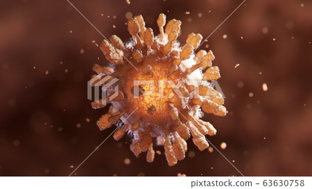Infected virus inside the blood. Coronavirus concept. also known as 2019-nCov. 3D Rendering. 63630758