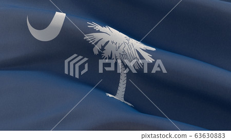 Flags of the states of USA. State of South Carolina flag. 3D illustration. Flags of the states of USA. State of South Carolina flag. 3D illustration. 63630883