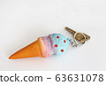 Ice cream shaped keychain, white background 63631078