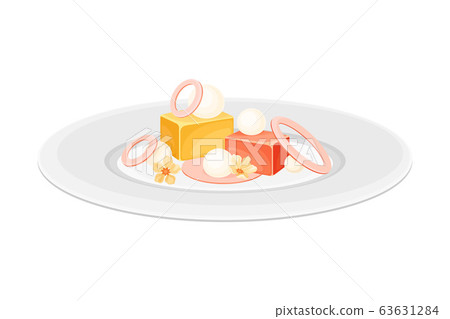 Haute Cuisine with Food Meticulously Prepared and Served on Plate with Fancy Garnish Vector Illustration Haute Cuisine with Food Meticulously Prepared and Served on Plate with Fancy Garnish Vector Illustration 63631284