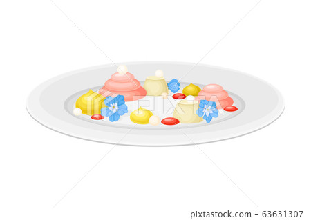 Haute Cuisine or Grande Cuisine with Meticulous Dessert Preparation and Serving on Plate Side View Vector Illustration Haute Cuisine or Grande Cuisine with Meticulous Dessert Preparation and Serving on Plate Side View Vector Illustration 63631307
