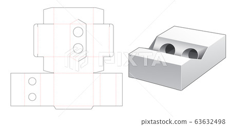 Packaging box for cylindrical object die cut template Packaging box for cylindrical object die cut template 63632498