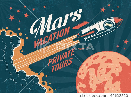 Illustration Rocket start to the mars