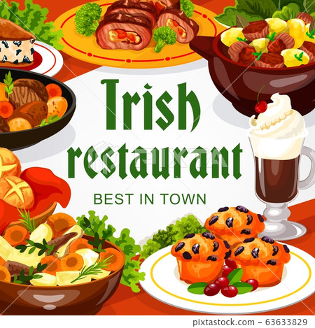 Irish food of meat and vegetables with coffee Irish food of meat and vegetables with coffee 63633829