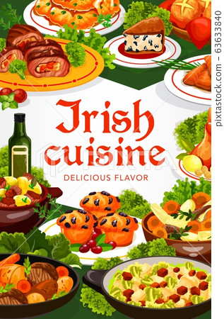 Irish cuisine stew of vegetable, meat with dessert 63633840