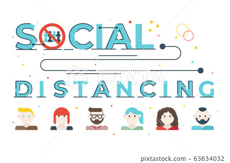 Social distancing word lettering illustration 63634032