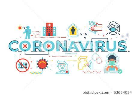 Coronavirus word lettering illustration 63634034