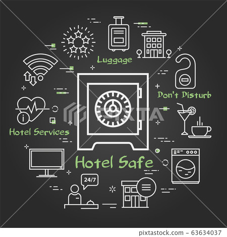Vector black hotel service square concept - Hotel Safe Vector black hotel service square concept - Hotel Safe 63634037