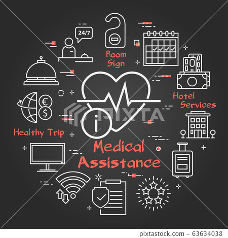 Vector black hotel service square concept - Medical Assistance Vector black hotel service square concept - Medical Assistance 63634038