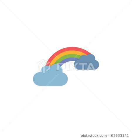 Rainbow and clouds. Flat color icon. Weather - Stock Illustration ...