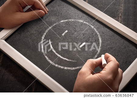 Modern smile icon black background, chalk board. 63636847