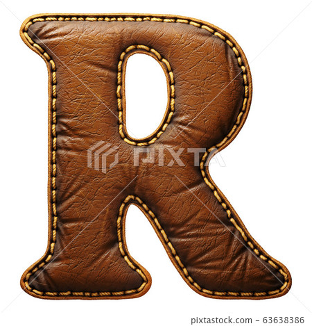 Leather letter R uppercase. 3D render font with... - Stock Illustration ...