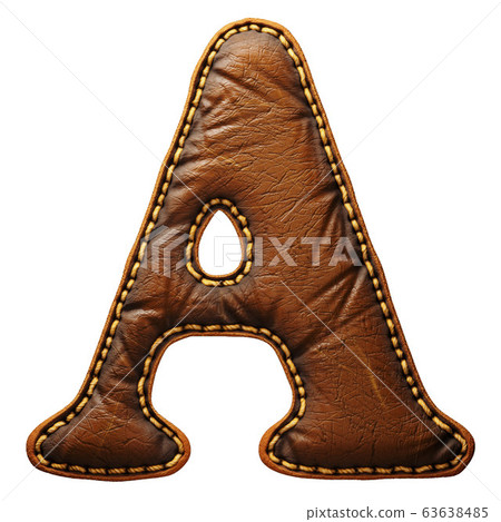 Leather letter A uppercase. 3D render font with skin texture isolated on white background. Leather letter A uppercase. 3D render font with skin texture isolated on white background. 63638485