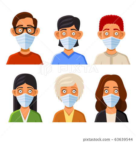 People Avatars with Protective Masks Set. Prevention of Coronavirus Infection. Vector People Avatars with Protective Masks Set. Prevention of Coronavirus Infection. Vector 63639544