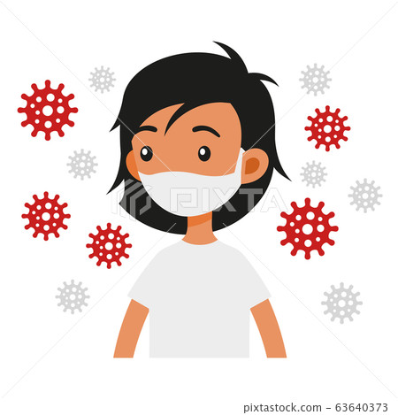 Young Girl Avatar with Protective Masks Set. Prevention of Coronavirus Infection. Vector 63640373