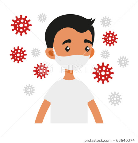 Young Man Avatar with Protective Masks Set. Prevention of Coronavirus Infection. Vector 63640374