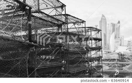 Traps for crabs lay in fishing port of Busan Traps for crabs lay in fishing port of Busan 63640914