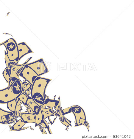 Chinese yuan notes falling. Messy CNY bills on whi Chinese yuan notes falling. Messy CNY bills on whi 63641042