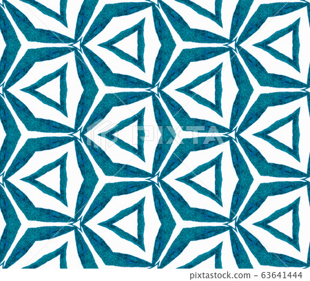 Blue kaleidoscope seamless pattern. Hand drawn wat - Stock Illustration ...