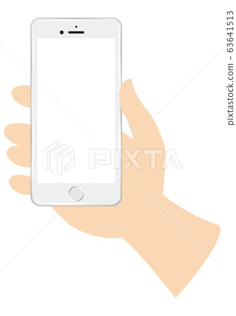 Hand holding a smartphone with a white screen - Stock Illustration ...