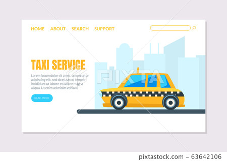 Taxi Service Landing Page Template, Online Ordering Application, Website Vector Illustration 63642106
