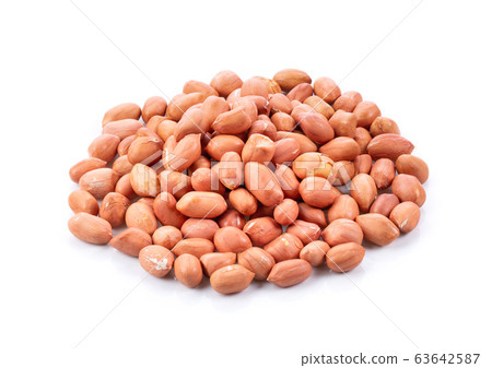 Peanuts on the white background. top view Peanuts on the white background. top view 63642587