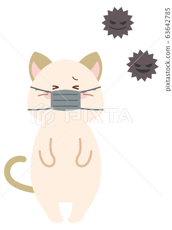 Cat with virus and mask 63642785