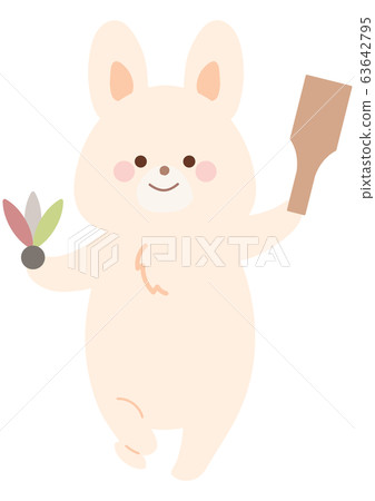 New year's hagoita and rabbit New year's hagoita and rabbit 63642795