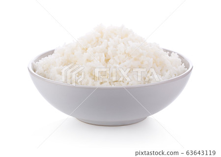 Rice in a bowl on a white background. full depth of field 63643119