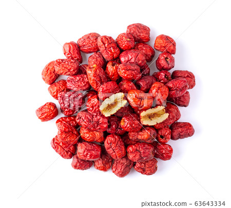 Jujube Chinese dried on white background. top view Jujube Chinese dried on white background. top view 63643334
