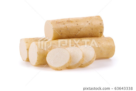 Chinese yam on white background Chinese yam on white background 63643338