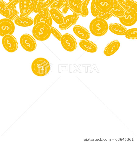 American dollar coins falling. Scattered big USD c American dollar coins falling. Scattered big USD c 63645361