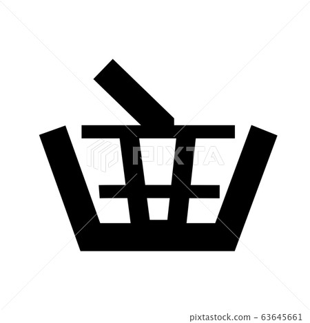Glyph Shopping basket goods symbol. Market store cart icon. Simple bag Graphic element. Consumerism sign isolated on white background. Buy vector object 63645661