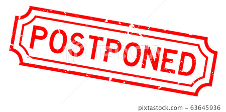 Grunge red postponed word rubber seal stamp 63645936