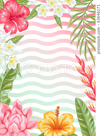 Background with tropical flowers and leaves. Background with tropical flowers and leaves. 63646271