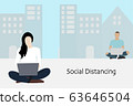 Social distancing and work from home concept, Coronavirus COVID-19 pandemic 2019-ncov prevention 63646504
