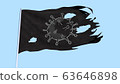 Coronavirus outbreak concept. Covid-19 stamp black pirate flag waving in the wind. Sign of Coronavirus 63646898