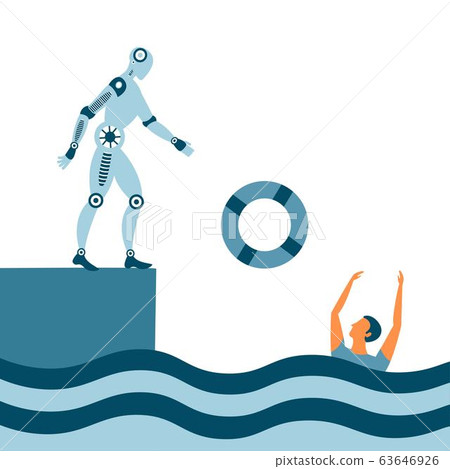 Help by drowning with a lifebuoy. Methaphor for insuarance and financial crisis. Business concept Help by drowning with a lifebuoy. Methaphor for insuarance and financial crisis. Business concept 63646926