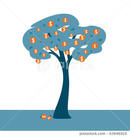 Money tree concept with golden coins as fruits. Business finance concept for bank, investment Money tree concept with golden coins as fruits. Business finance concept for bank, investment 63646928