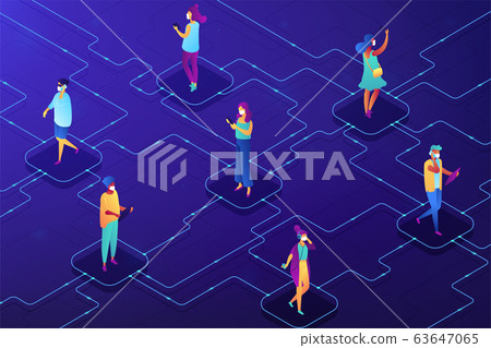 Social distancing isometric illustration. Social distancing isometric illustration. 63647065