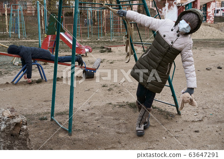 concept of epidemic and quarantine - a gril and concept of epidemic and quarantine - a gril and 63647291