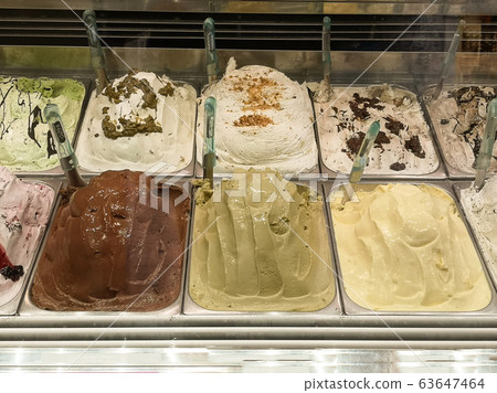 trays of assorted ice cream displayed for sale trays of assorted ice cream displayed for sale 63647464